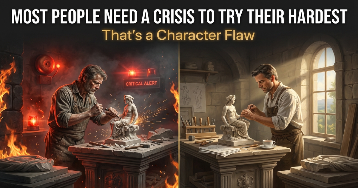 Most People Need a Crisis to Try Their Hardest. That's a Character Flaw.