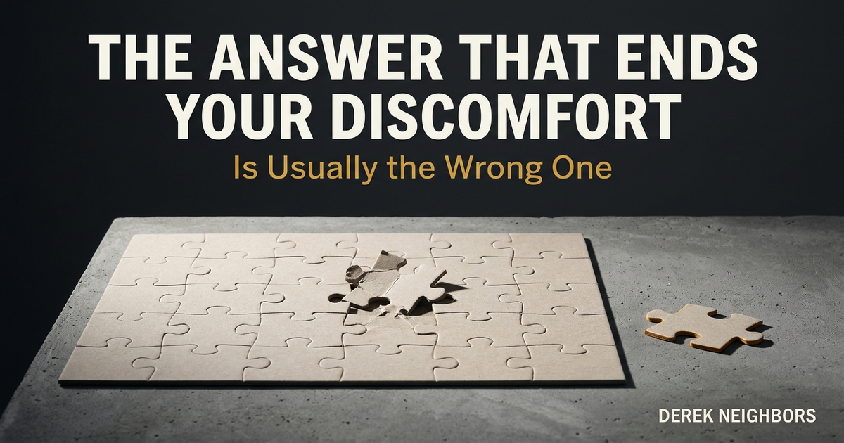 The Answer That Ends Your Discomfort Is Usually the Wrong One