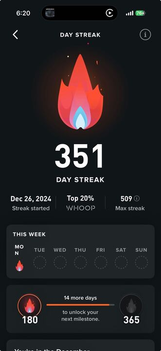 WHOOP 351-day streak